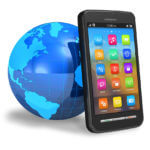 Touchscreen smartphone with Earth globe