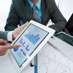 Discussing business graphs